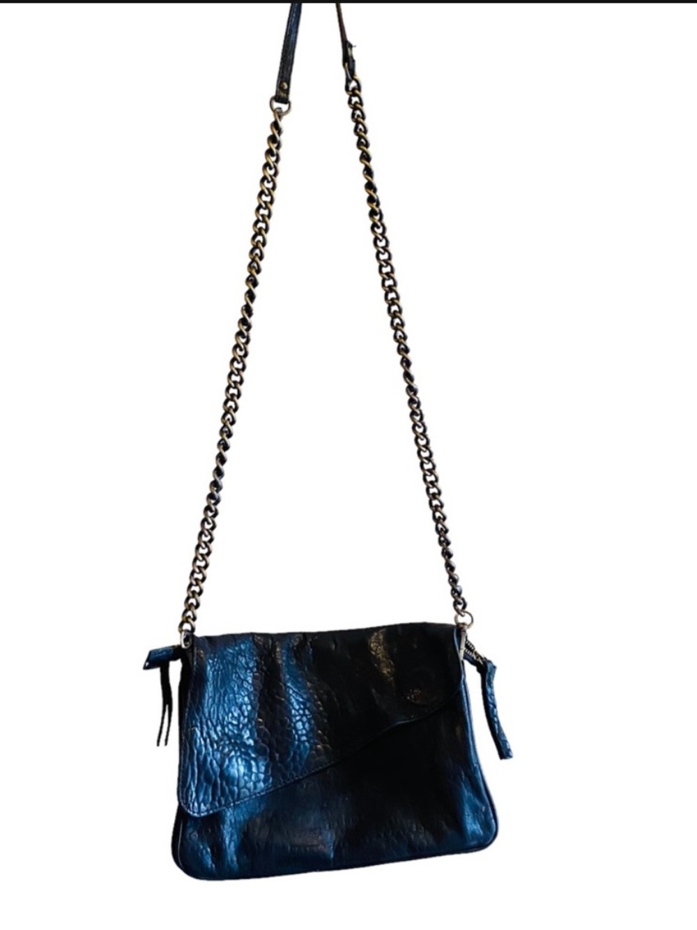 Maxon Collection Italia Black Pebbled Leather Crossbody Bag